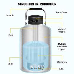 Vevor 3L Liquid Nitrogen Tank Aluminum Alloy Liquid Nitrogen Dewar Container